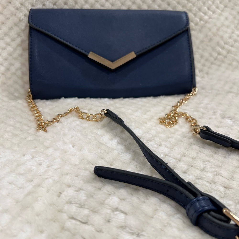 Navy Blue Chain Crossbody Clutch Bag